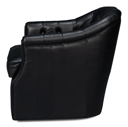 Coolidge Leather Swivel Chair Black
