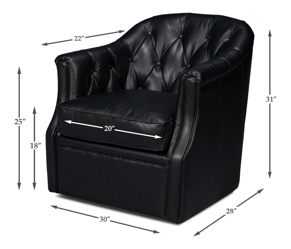 Coolidge Leather Swivel Chair Black