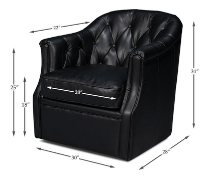 Coolidge Leather Swivel Chair Black