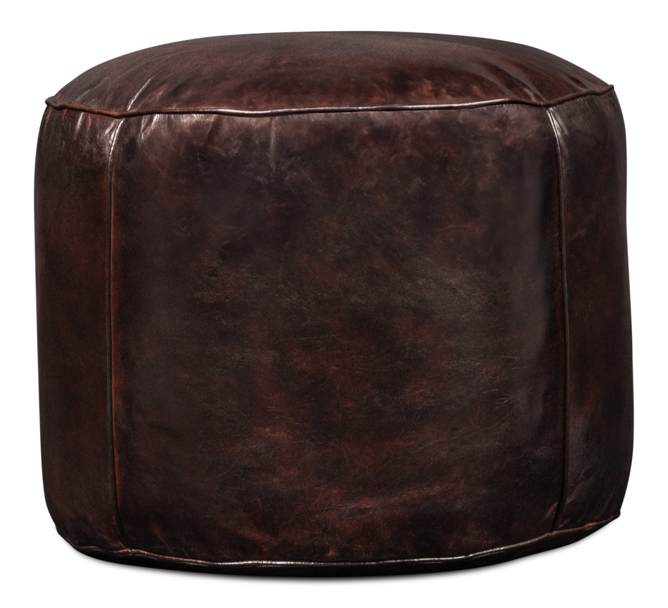 Soccerball Stool Dark Brown Leather
