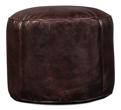 Soccerball Stool Dark Brown Leather