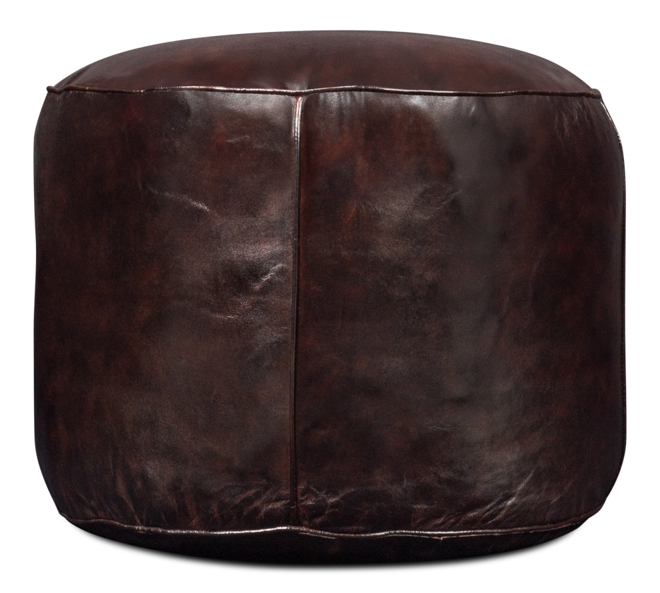 Soccerball Stool Dark Brown Leather
