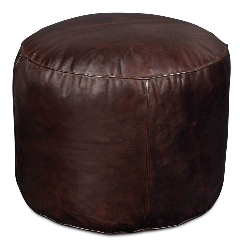 Soccerball Stool Dark Brown Leather