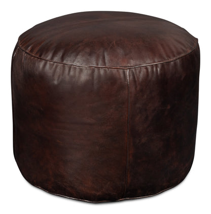 Soccerball Stool Dark Brown Leather