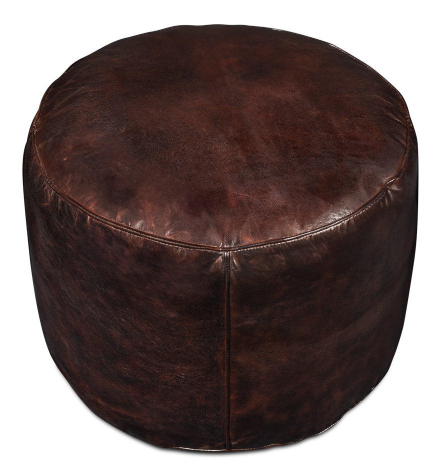 Soccerball Stool Dark Brown Leather