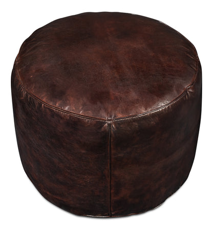 Soccerball Stool Dark Brown Leather