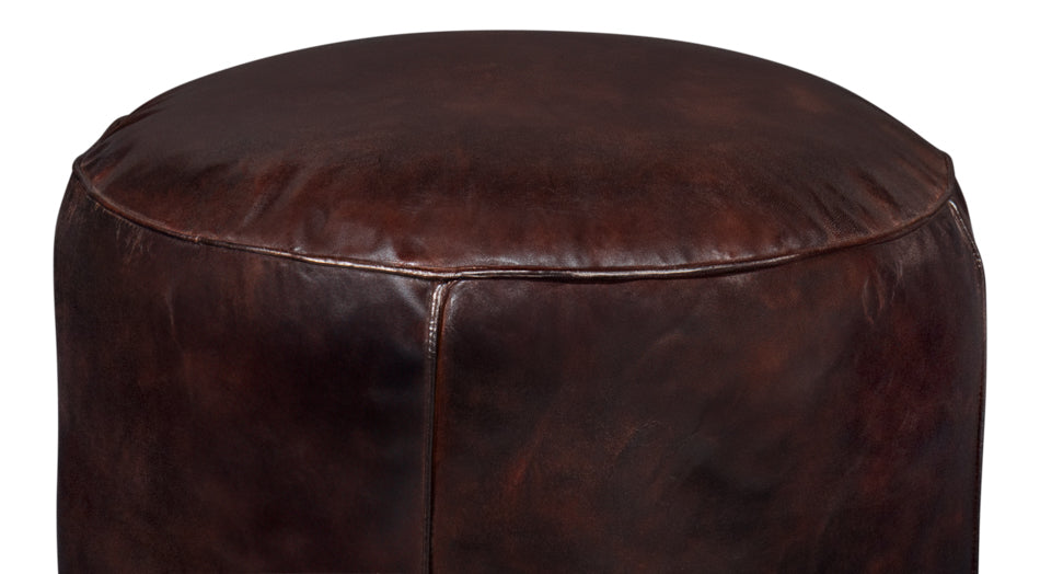 Soccerball Stool Dark Brown Leather