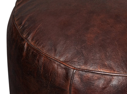 Soccerball Stool Dark Brown Leather