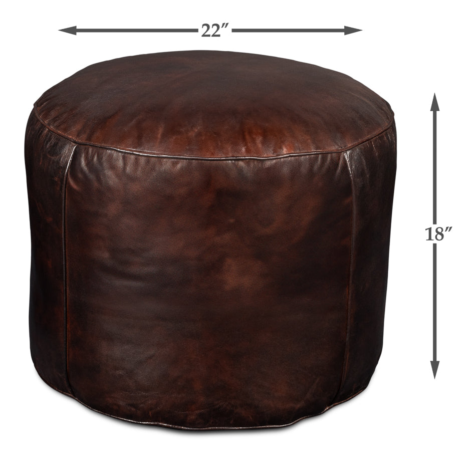 Soccerball Stool Dark Brown Leather