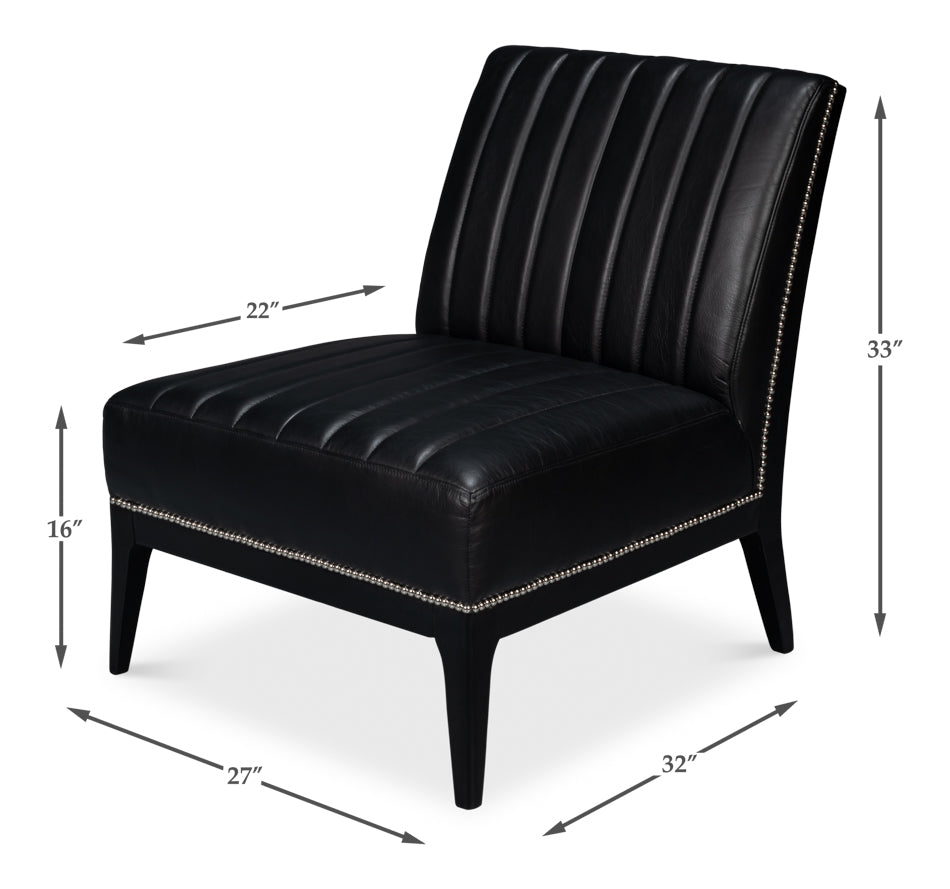 Agave Slipper Chairdistilled Lthr Blk