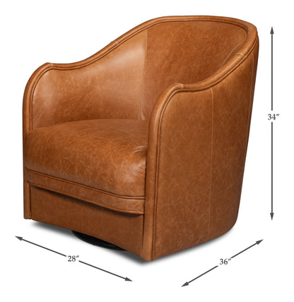 Braxton Leather Swivel Chair Brown