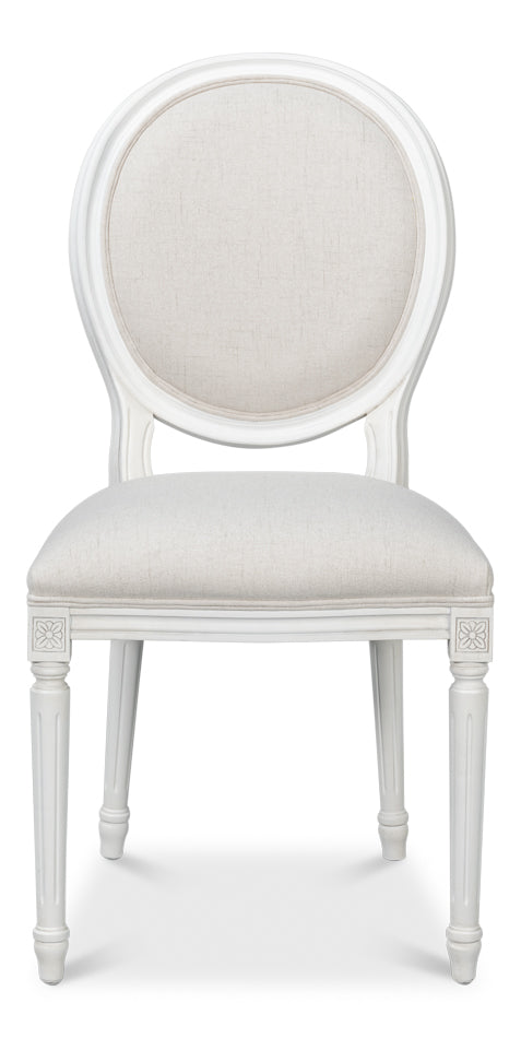 Hugo Oval Side Chair Cortina White