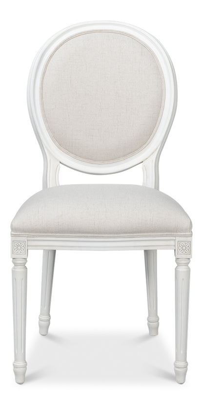 Hugo Oval Side Chair Cortina White
