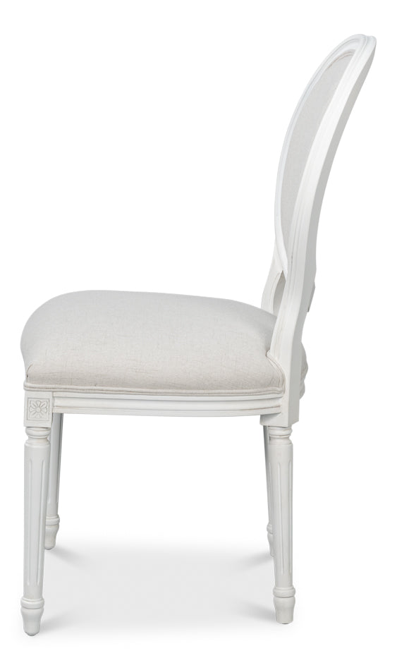 Hugo Oval Side Chair Cortina White