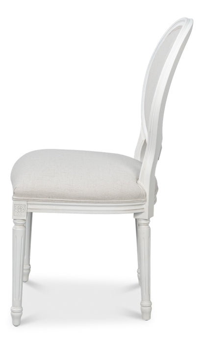 Hugo Oval Side Chair Cortina White