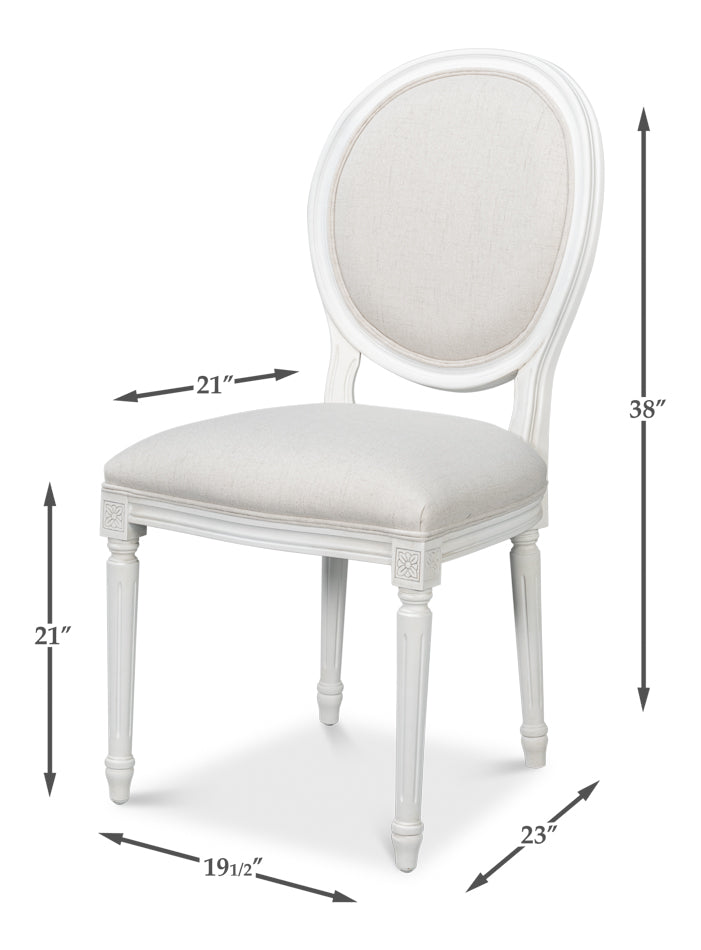 Hugo Oval Side Chair Cortina White