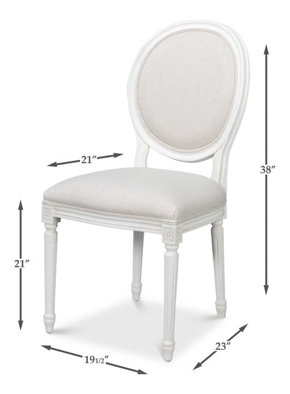 Hugo Oval Side Chair Cortina White