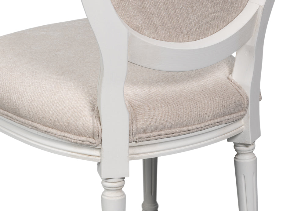Hugo Oval Side Chaircortina White
