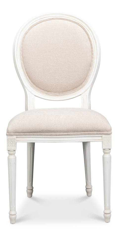 Hugo Oval Side Chaircortina White