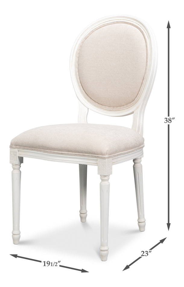 Hugo Oval Side Chaircortina White
