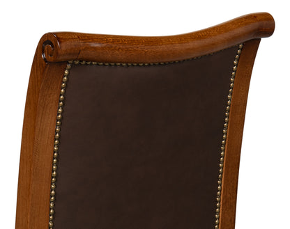 Camile Leather Side Chair Brown