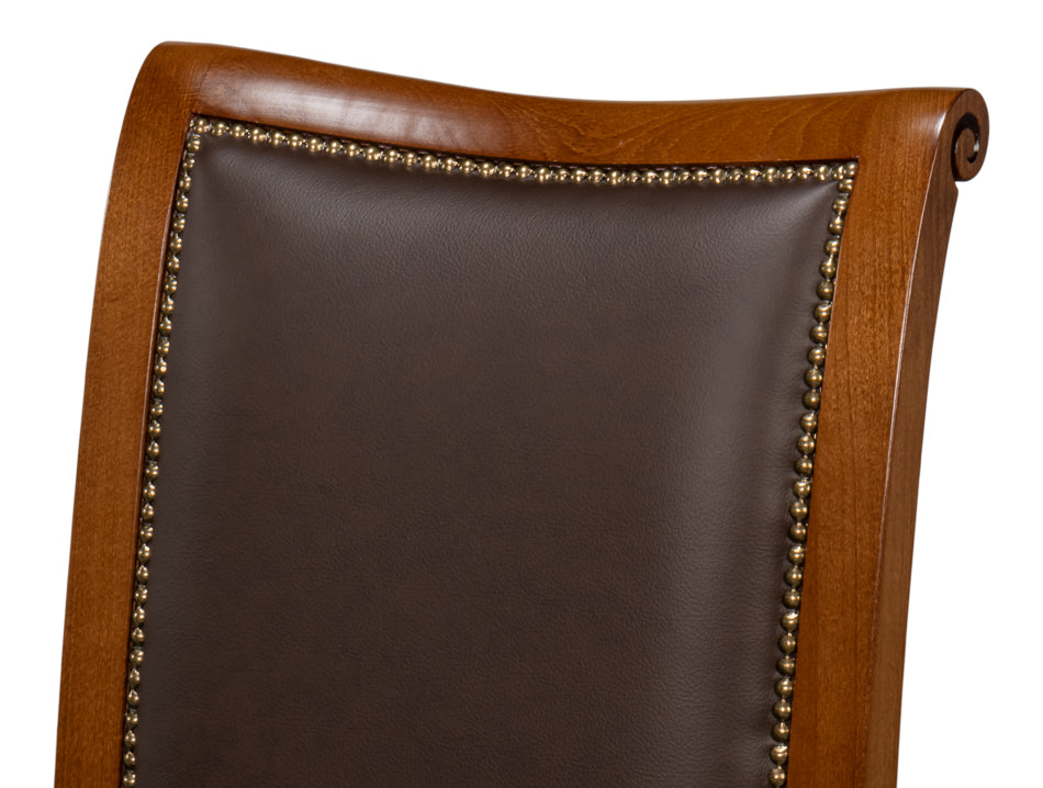 Camile Leather Side Chair Brown