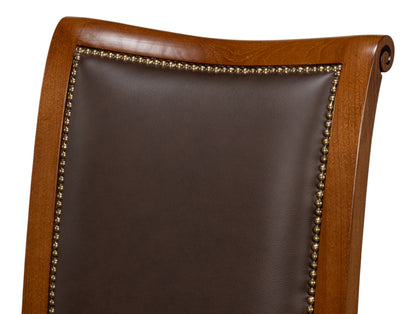 Camile Leather Side Chair Brown
