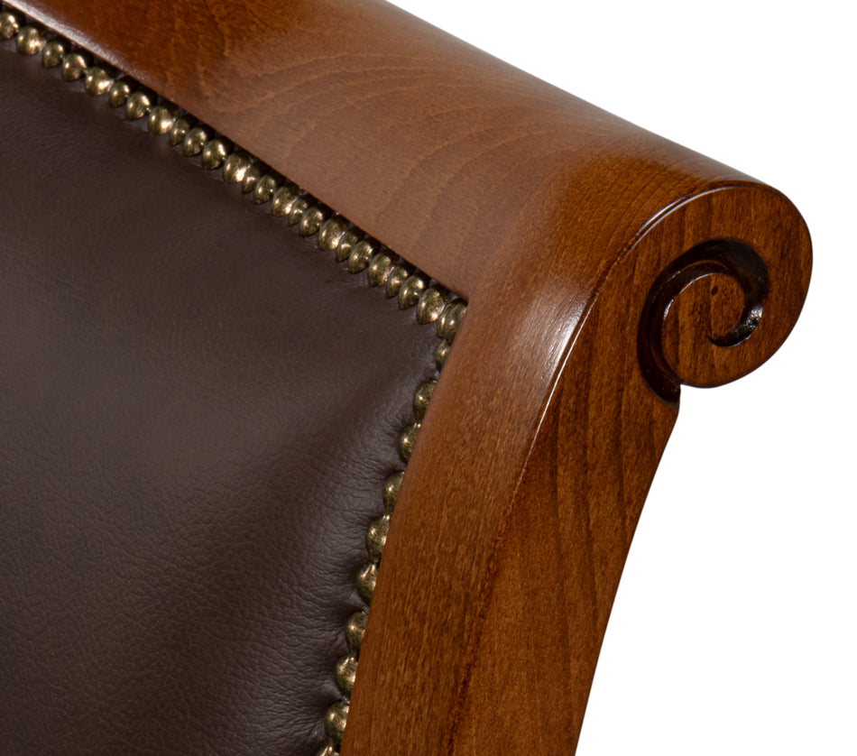 Camile Leather Side Chair Brown