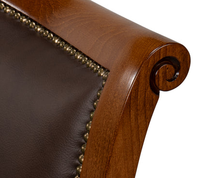 Camile Leather Side Chair Brown