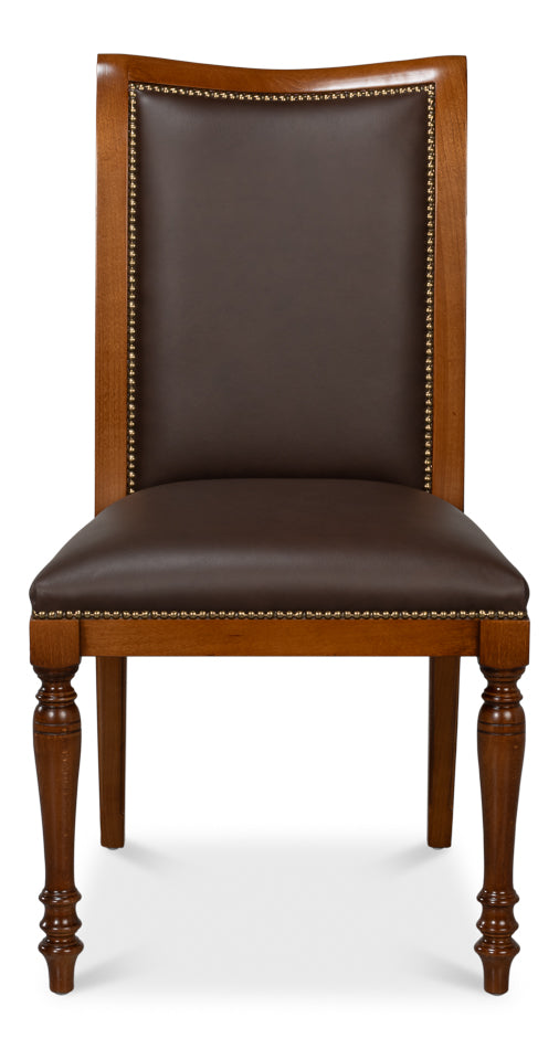 Camile Leather Side Chair Brown