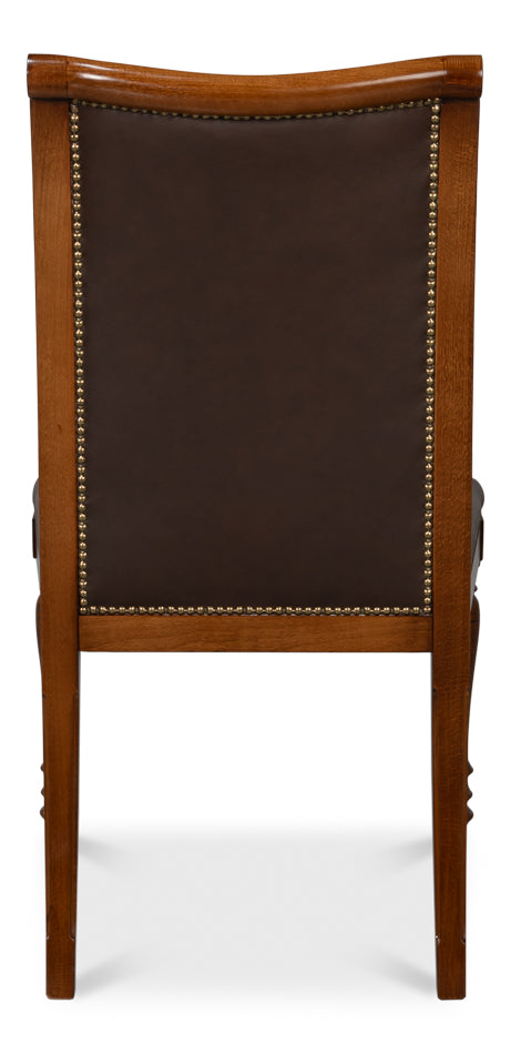 Camile Leather Side Chair Brown