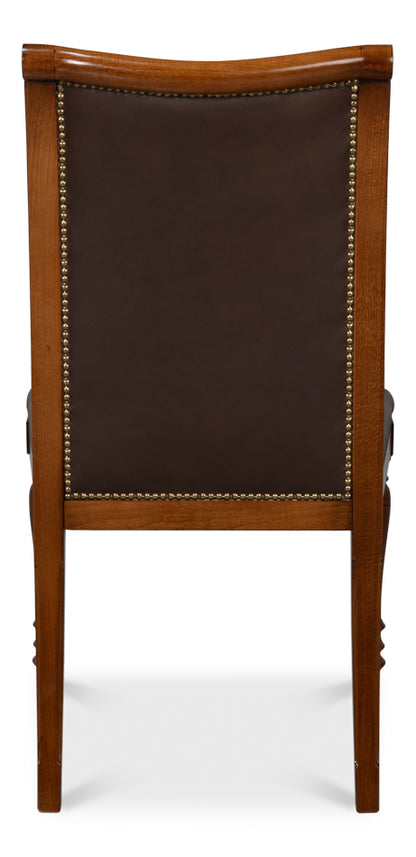 Camile Leather Side Chair Brown