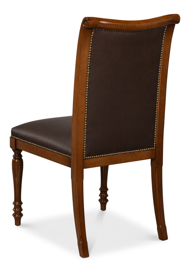 Camile Leather Side Chair Brown