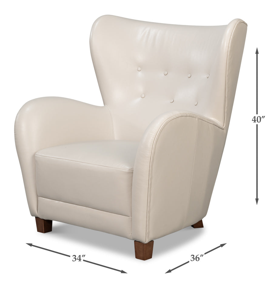 Lombard Wing Chaircrystal White Leather