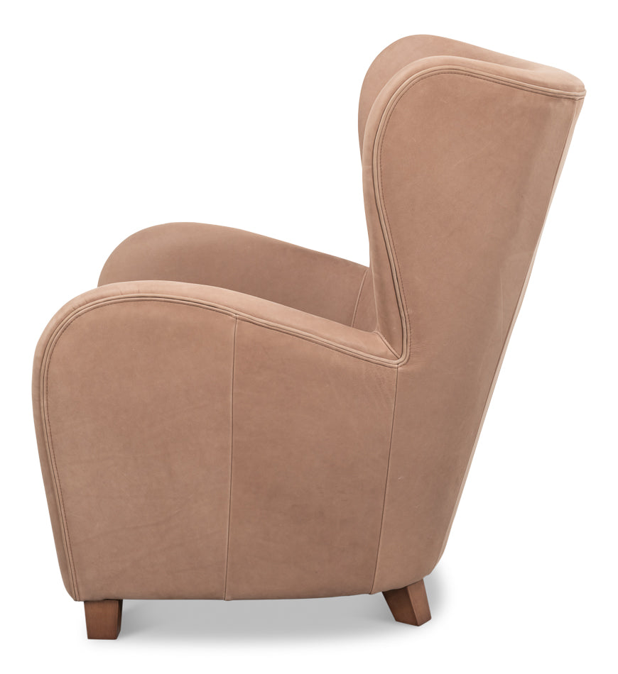 Lombard Wing Chairgreece Grey Leather