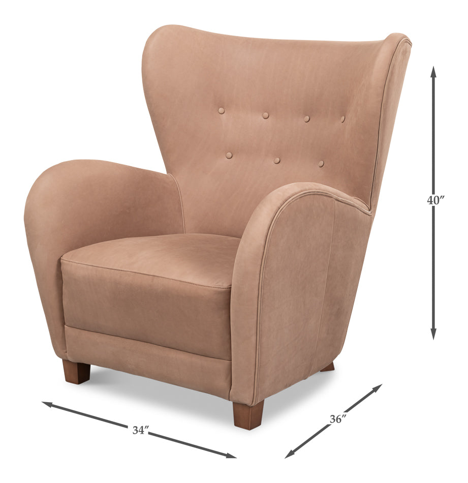 Lombard Wing Chairgreece Grey Leather