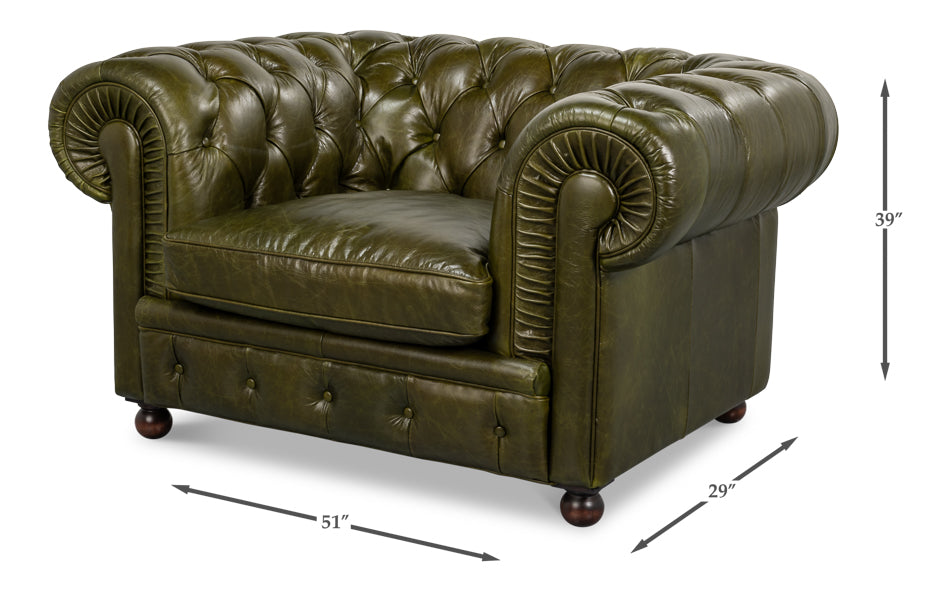 Savile Leather Chairgreen
