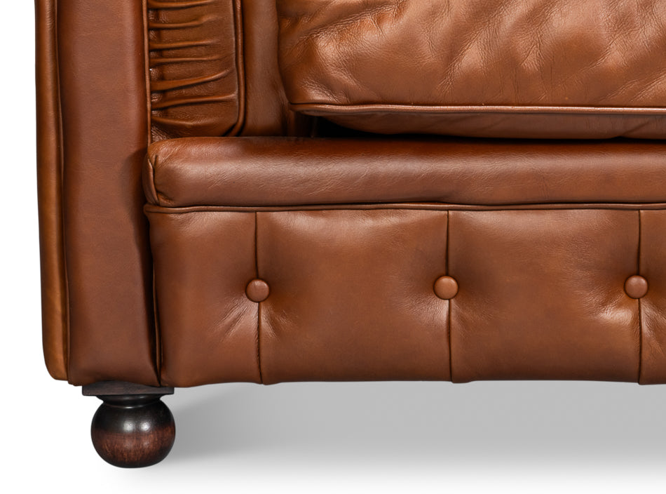 Savile Leather Sofa Marseile Dark Brown