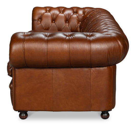 Savile Leather Sofa Marseile Dark Brown