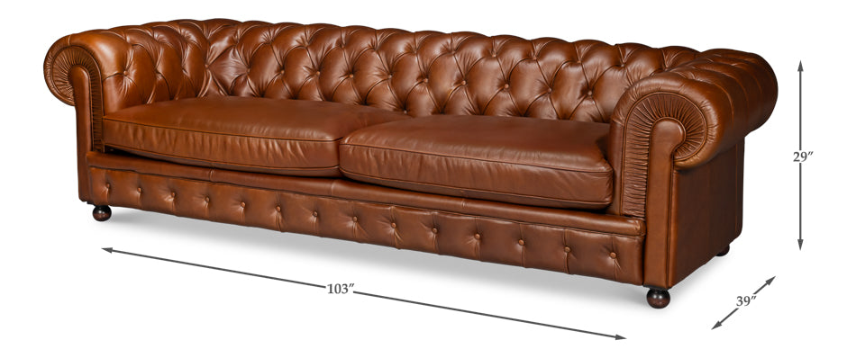 Savile Leather Sofa Marseile Dark Brown