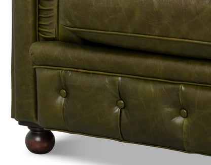Savile Leather Sofa Green