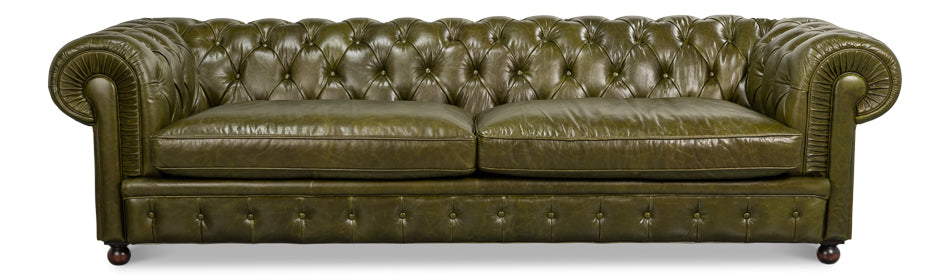 Savile Leather Sofa Green