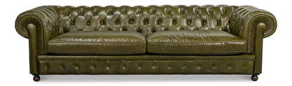 Savile Leather Sofa Green