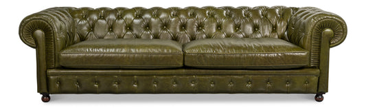 Savile Leather Sofa Green