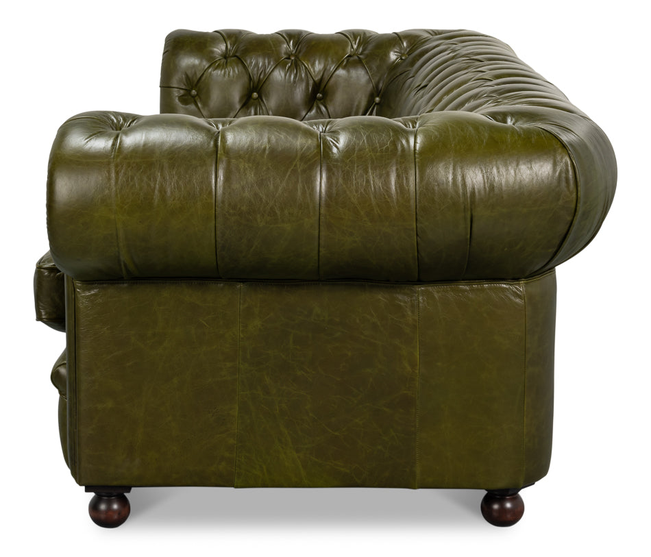 Savile Leather Sofa Green