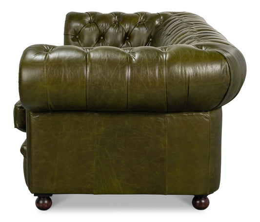 Savile Leather Sofa Green