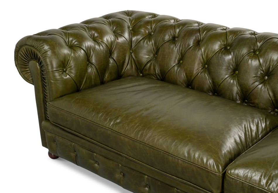 Savile Leather Sofa Green
