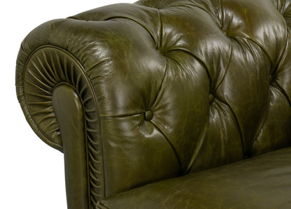 Savile Leather Sofa Green