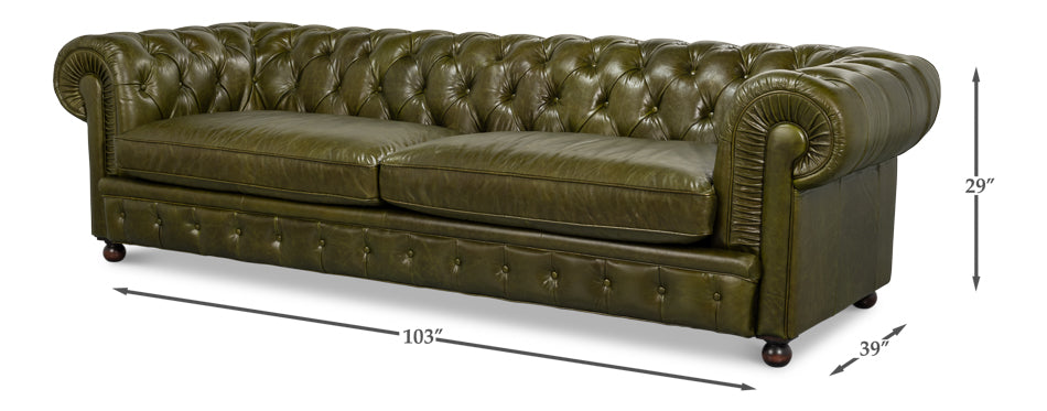 Savile Leather Sofa Green