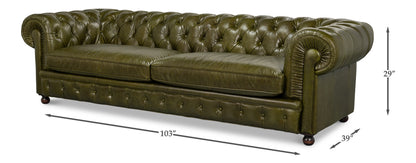 Savile Leather Sofa Green